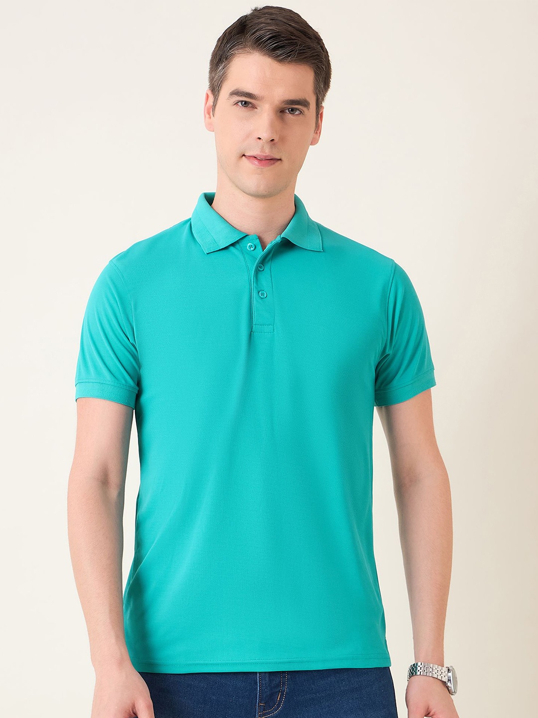 

Mast & Harbour Men Polo Collar Solid Cotton T-shirt, Blue