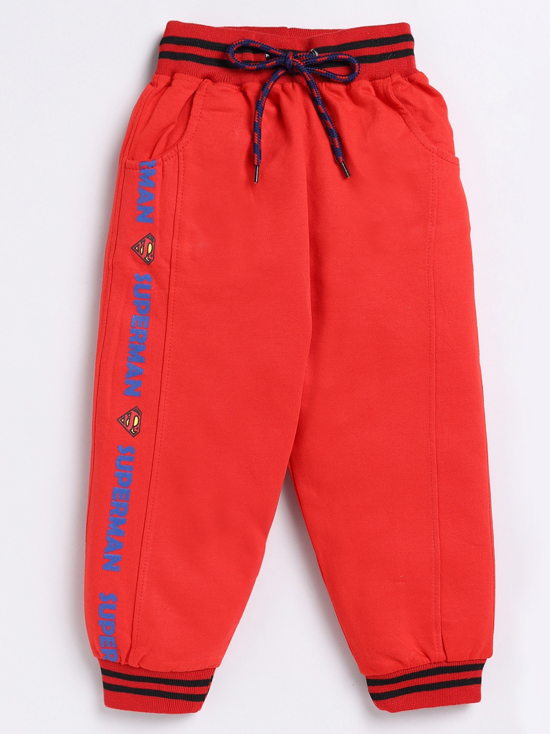

Here&Now X Denikid Boys Superman Printed Pure Cotton Joggers, Red
