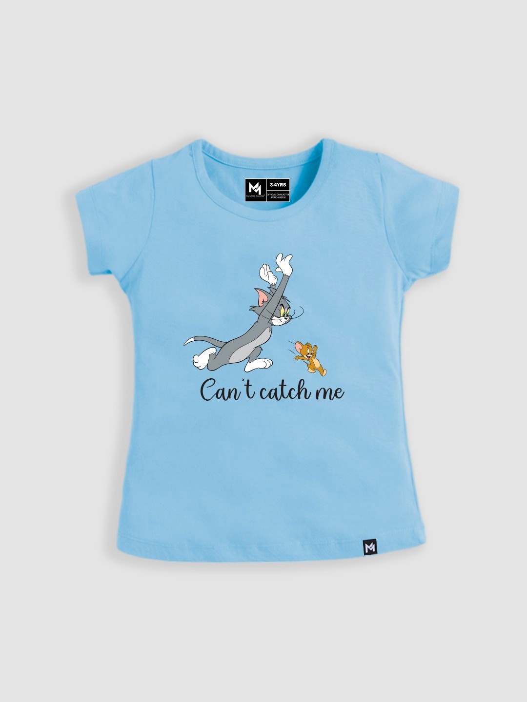 

YK X Minute Mirth Girls Tom & Jerry Printed Pure Cotton Top, Blue