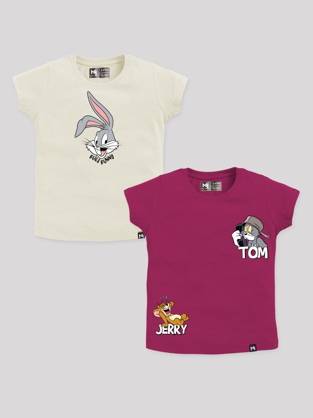 

YK X Minute Mirth Girls Pack of 2 Assorted Pure Cotton Tops