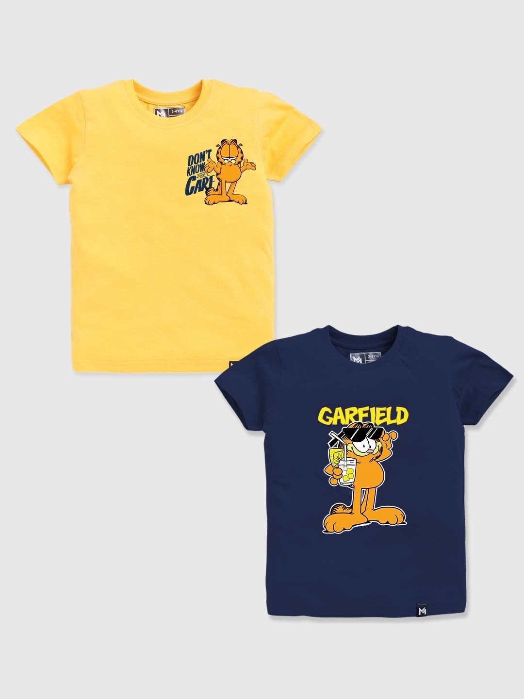 

YK X Minute Mirth Boys Assorted Pack of 2 Garfield Printed Pure Cotton T-shirts