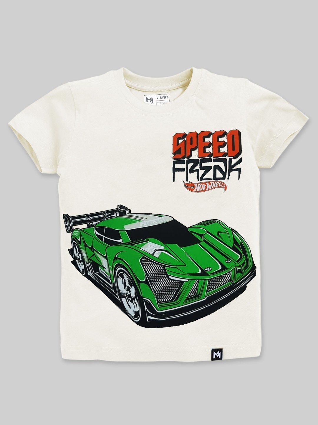 

YK X Minute Mirth Boys Hot Wheels Printed Pure Cotton T-shirt, Cream