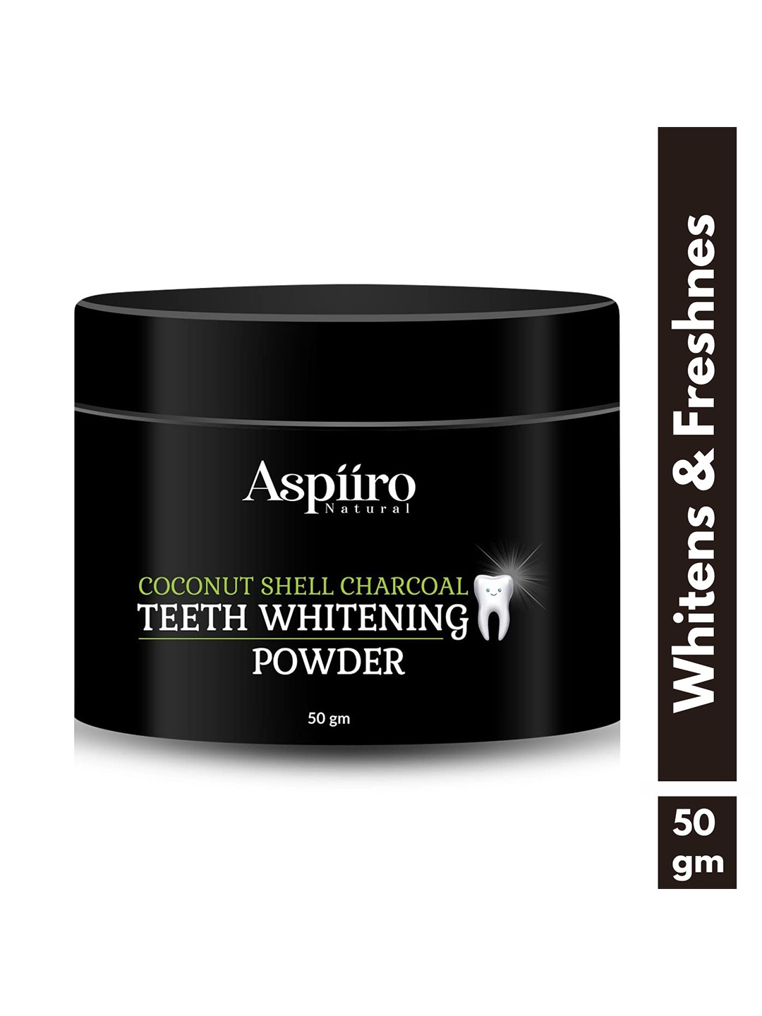 

Aspiro Natural Teeth Whitening Activated Charcoal Powder for Enamel Safe Stain Remover-50g, Black