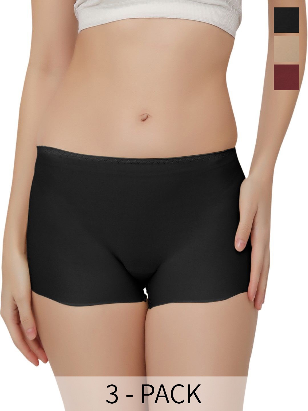 

Bella Voste Pack Of 3 Mid-Rise Boy Shorts Briefs-Leak-Proof, Beige