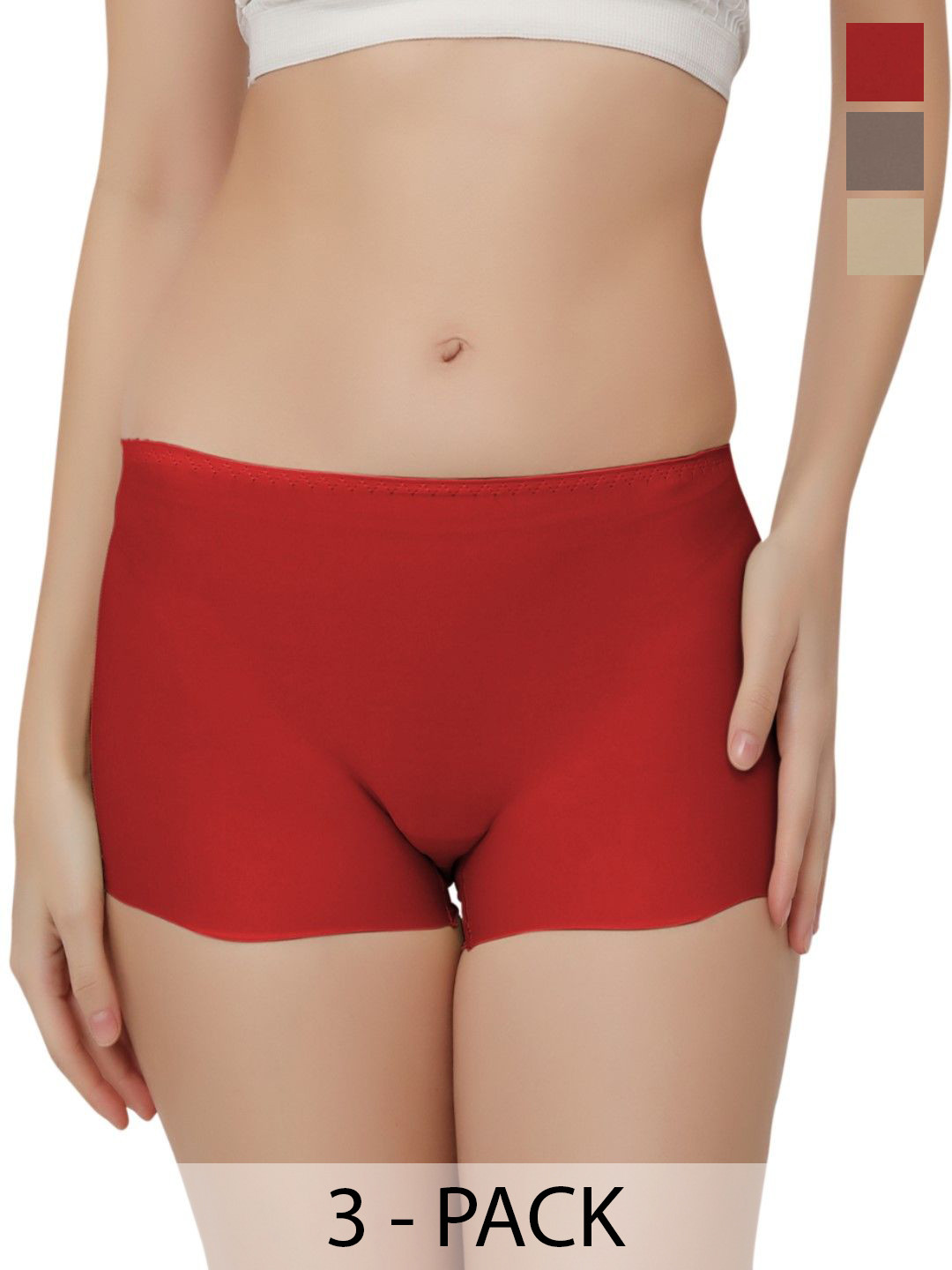

Bella Voste Pack Of 3 Mid-Rise Boy Shorts Briefs-Anti Microbial, Beige