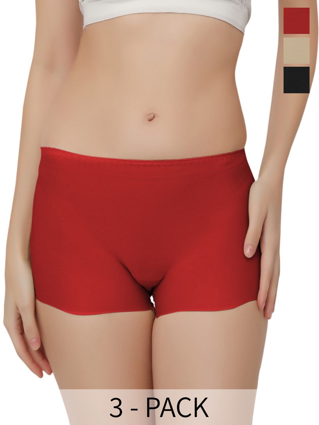 

Bella Voste Pack Of 3 Mid-Rise Boy Shorts Briefs-Leak-Proof, Beige
