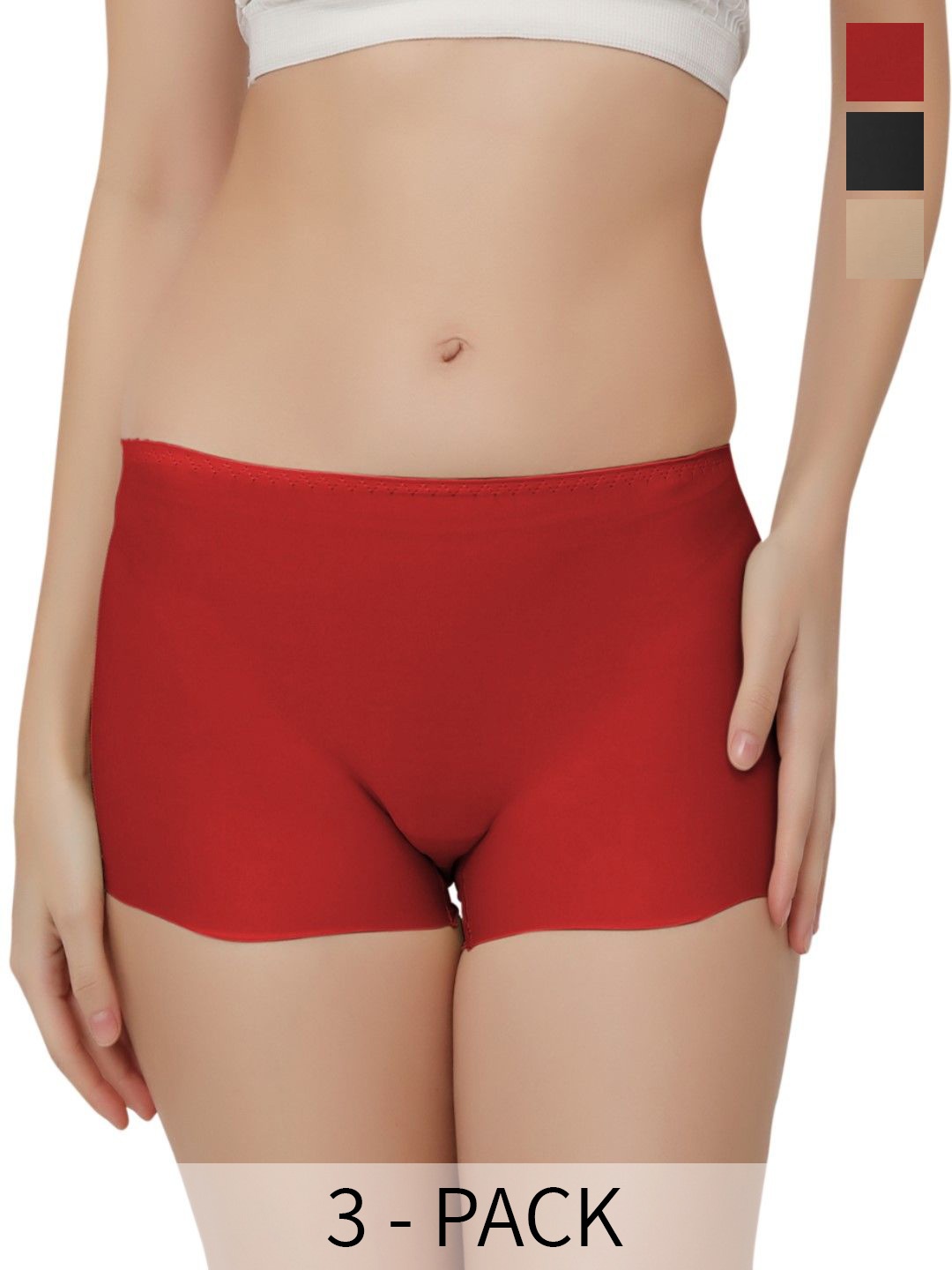 

Bella Voste Pack Of 3 Mid-Rise Boy Shorts Briefs-Anti-Odour, Beige