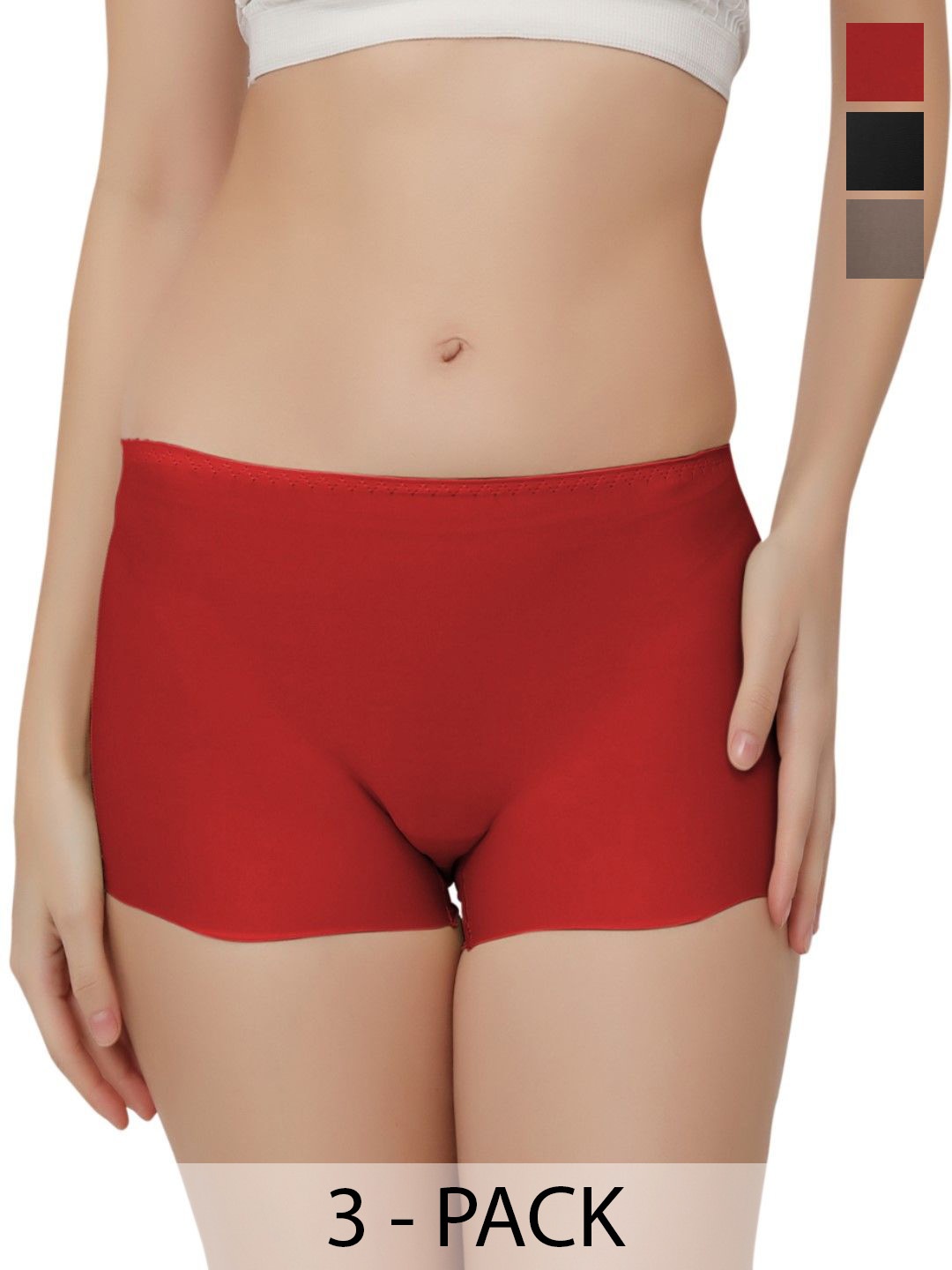 

Bella Voste Pack Of 3 Mid-Rise Boy Shorts Briefs-Anti Microbial, Brown