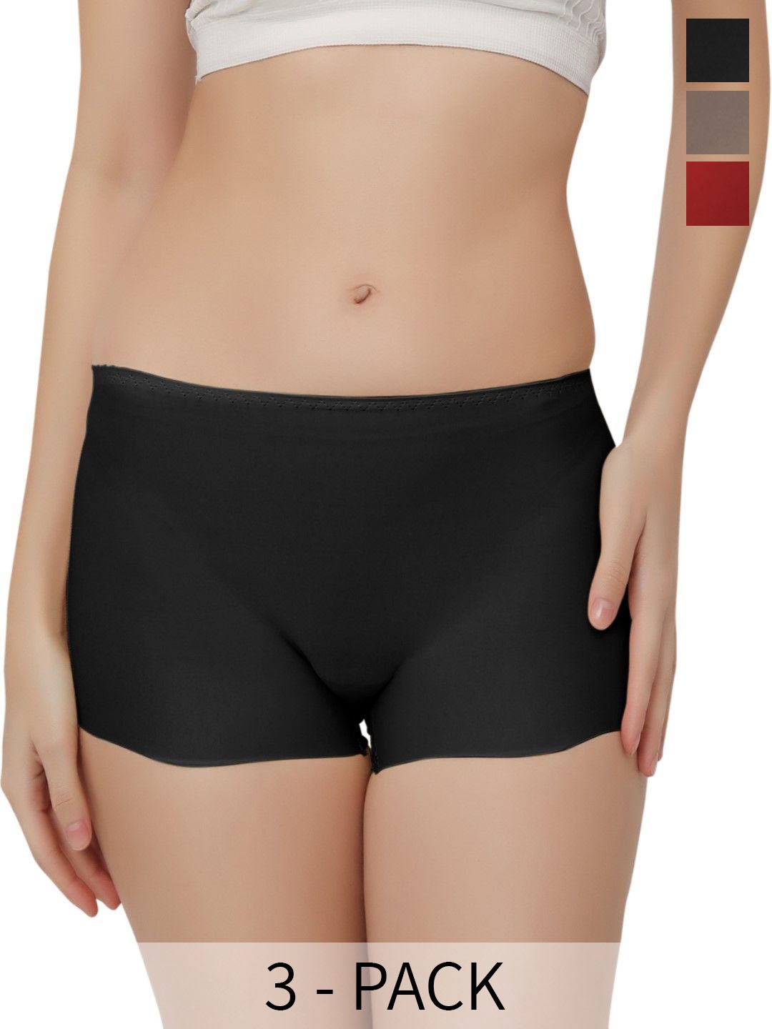 

Bella Voste Pack Of 3 Leak proof Mid-Rise Seamless Boy Shorts Briefs, Brown