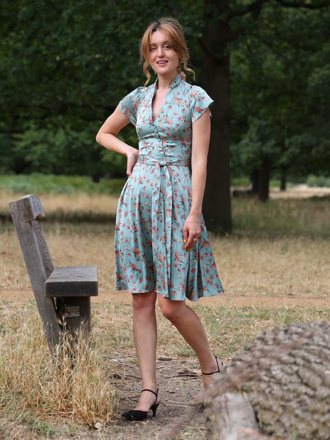 

Diyas London Print Fit & Flare Dress, Green