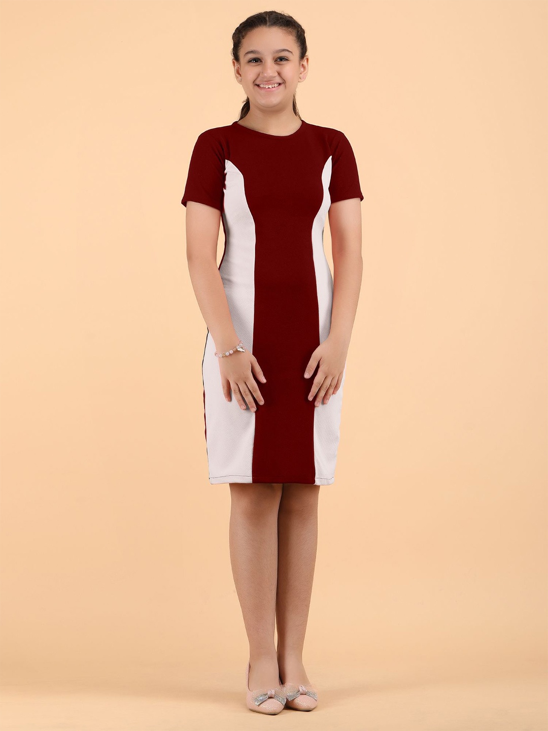 

DEKLOOK Colourblocked Formal Bodycon Dress, Maroon