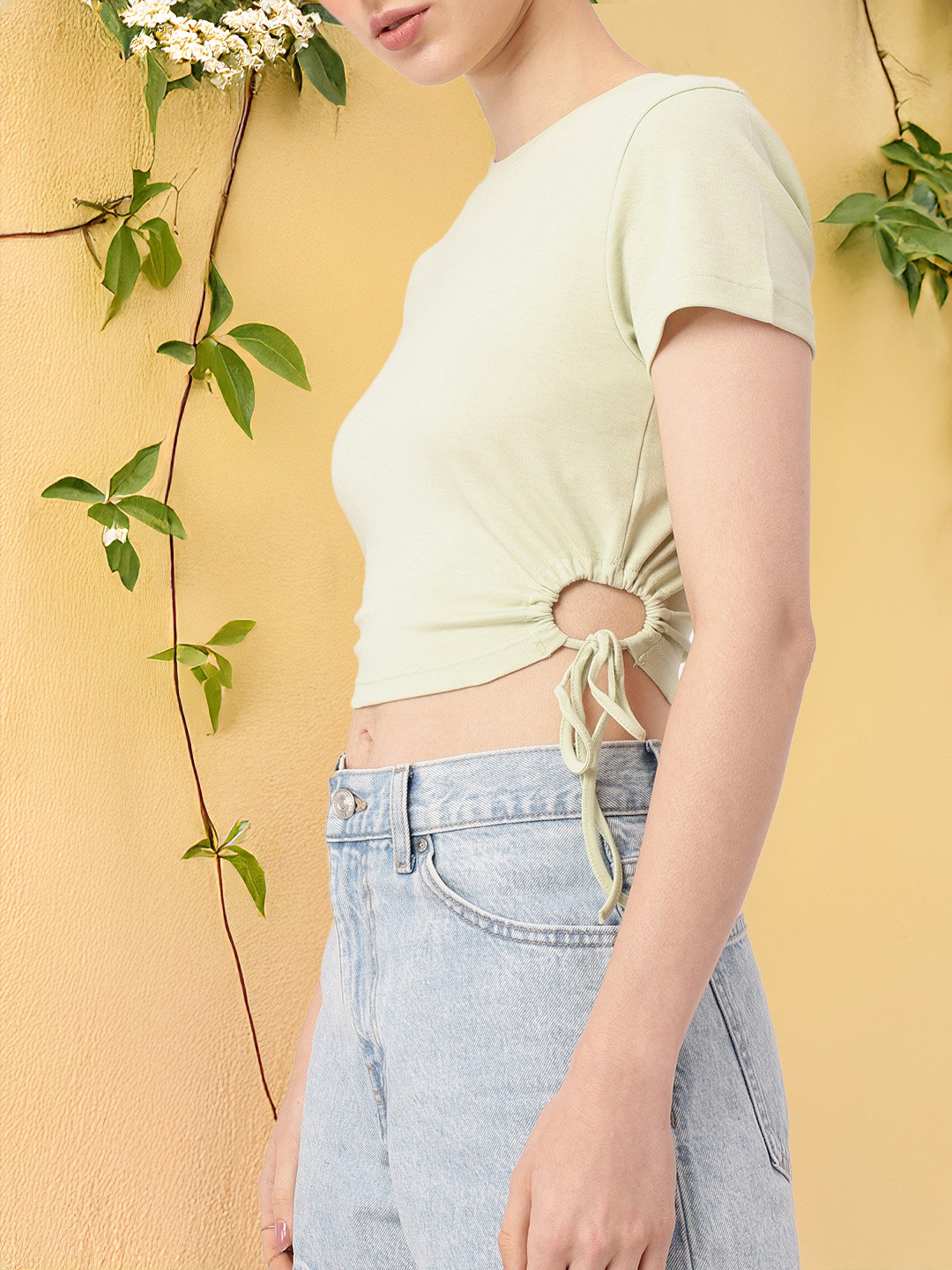 

DressBerry Beach Babe Breeze Cut-Out Crop Top, Green