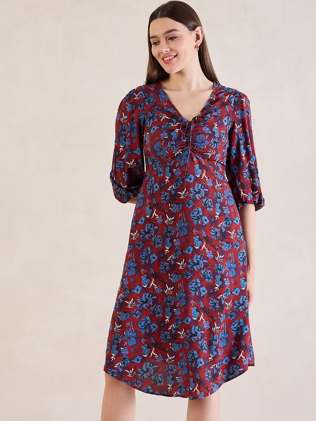 

FEMMELLA Floral Print A-Line Dress, Red