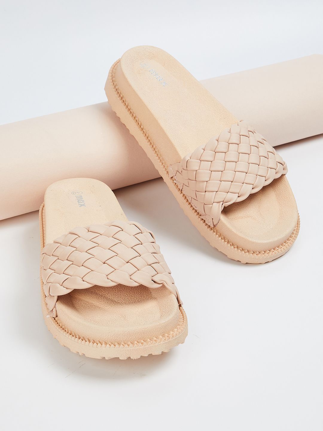 

max Women Self Design Sliders, Beige