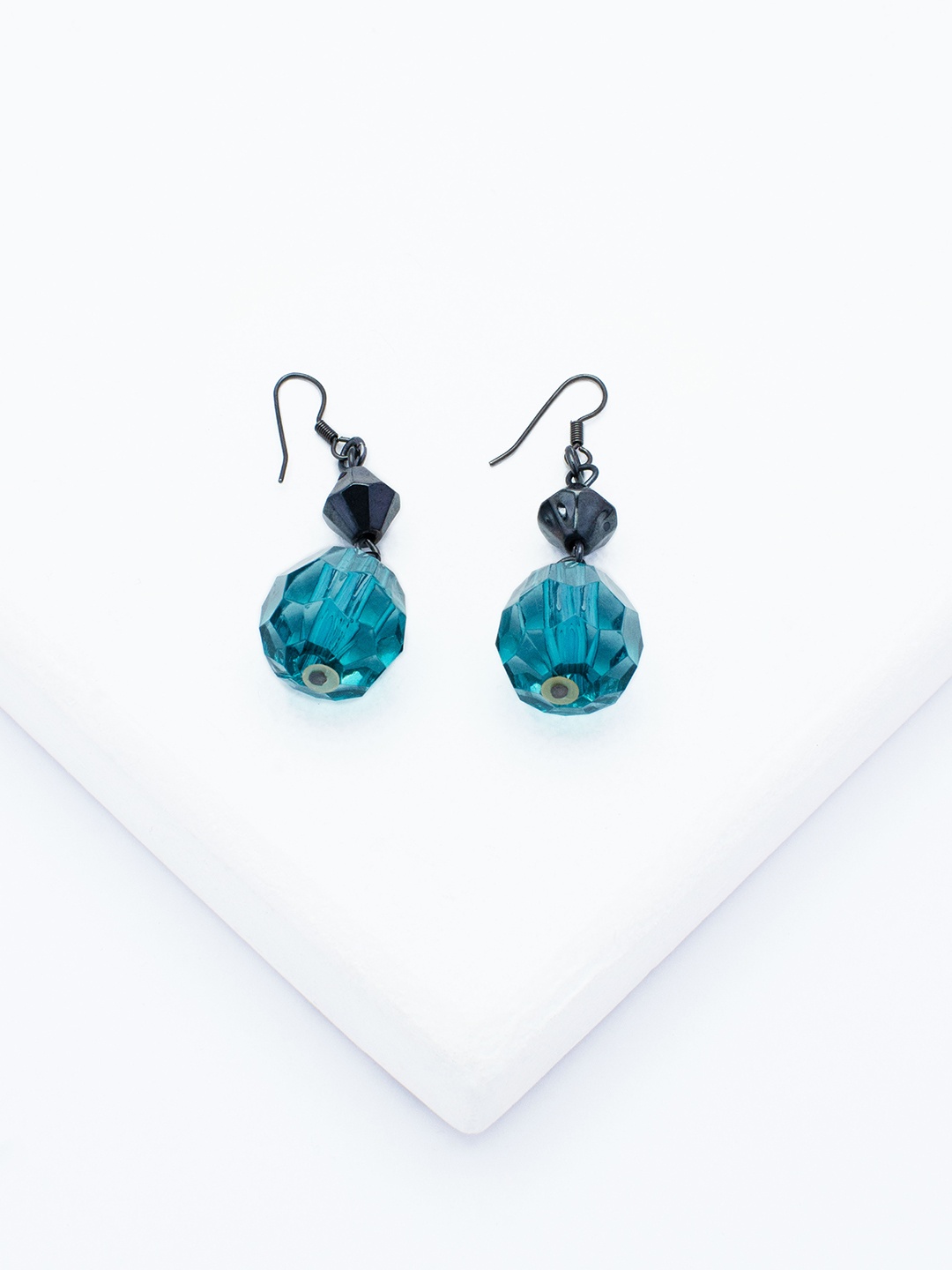

Rhea Artificial Beads Rhodium Plated Drop Earrings, Silver