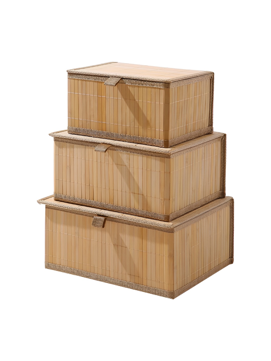 

HomeStorie Brown 3 Pieces Bamboo Multi-Utility Organisers With Lid