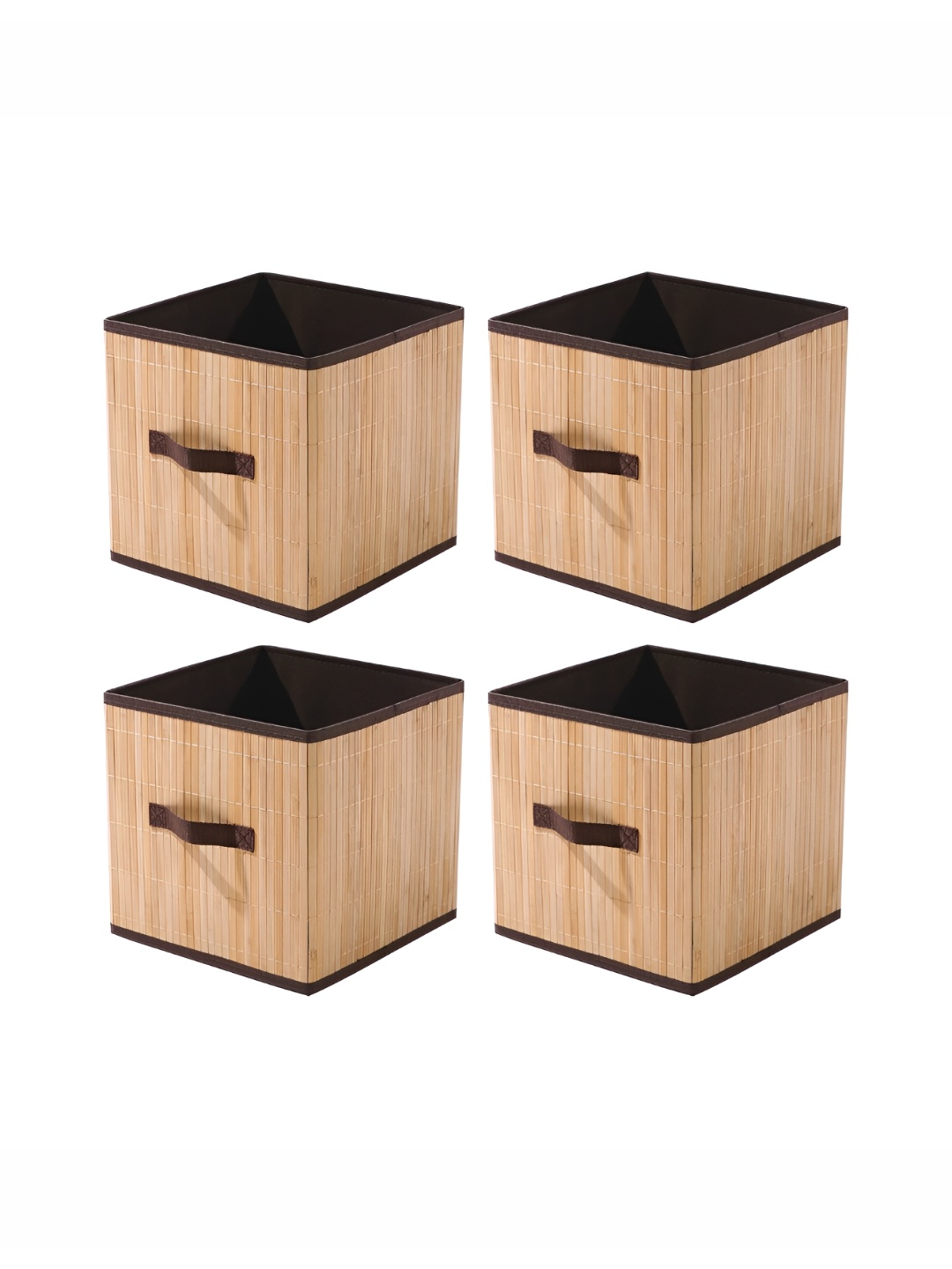 

HomeStorie Beige & Brown 4 Pieces Self Design Foldable Bamboo Drawer Organisers