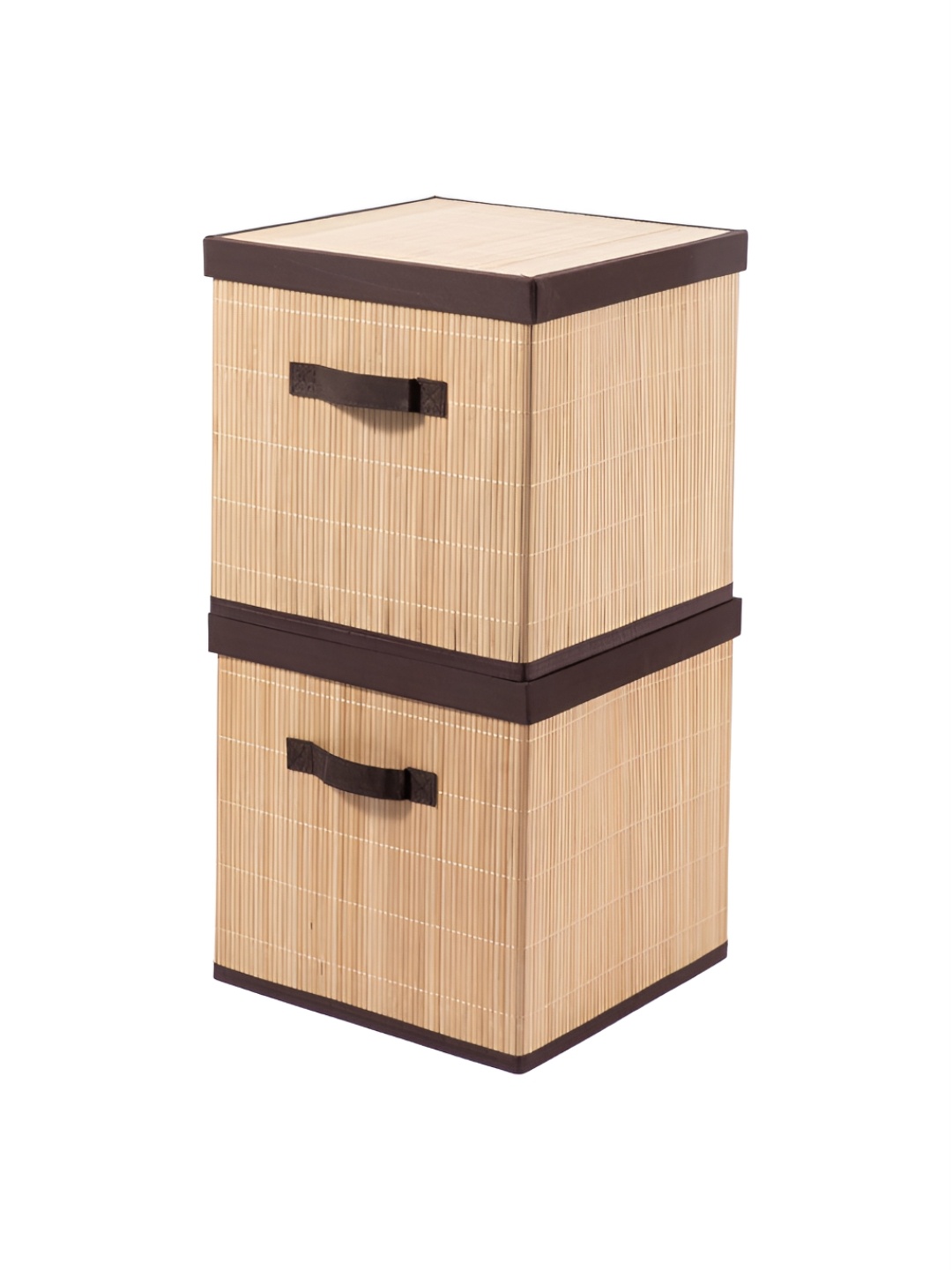 

HomeStorie Beige & Brown 2 Pieces Bamboo Multi-Utility Organisers