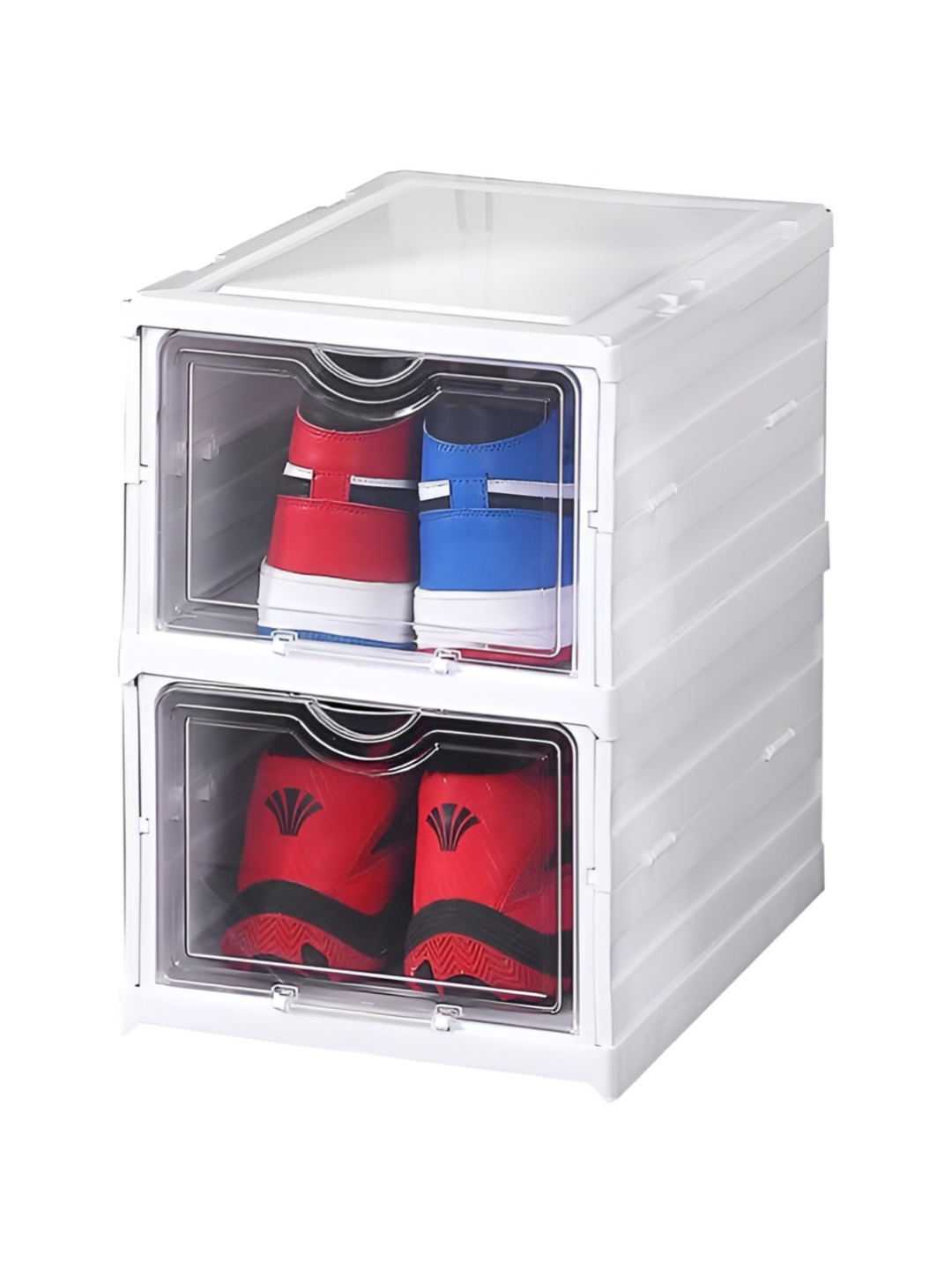 

HomeCloud 2-Tier White Drop Front Foldable Shoe Organizer