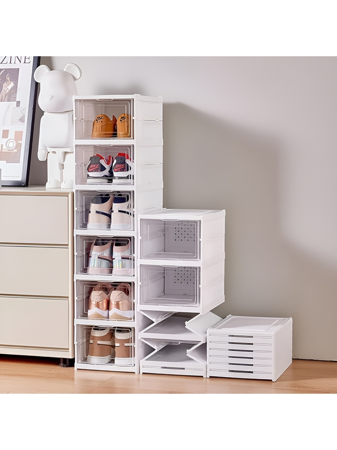 

HomeCloud White 5-Tier Non-Woven Rectangle Shoe Rack