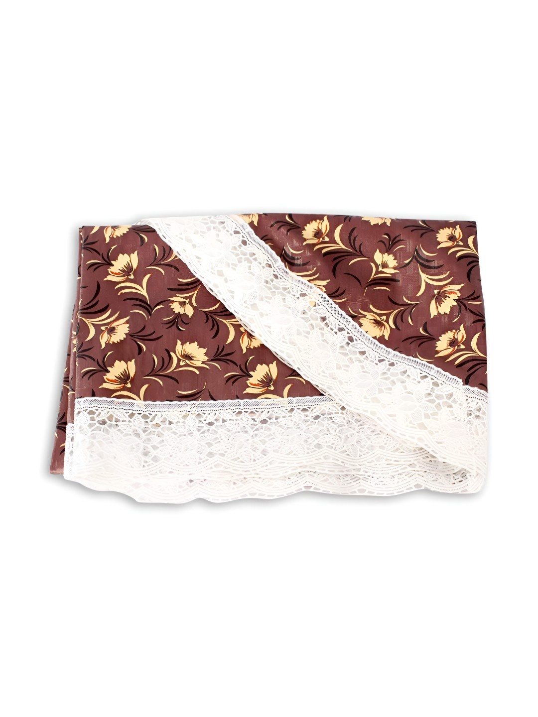 

CASA-NEST Brown & Yellow Floral Printed Round Shaped Waterproof Table Cover