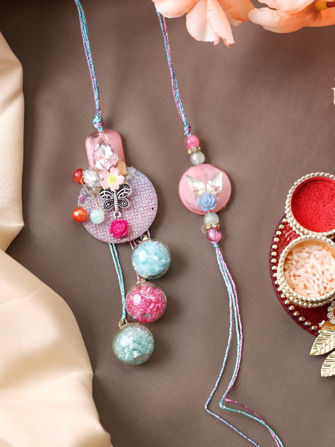 

PANASH Bhaiya Bhabhi Rakhi With Roli Chawal, Pink