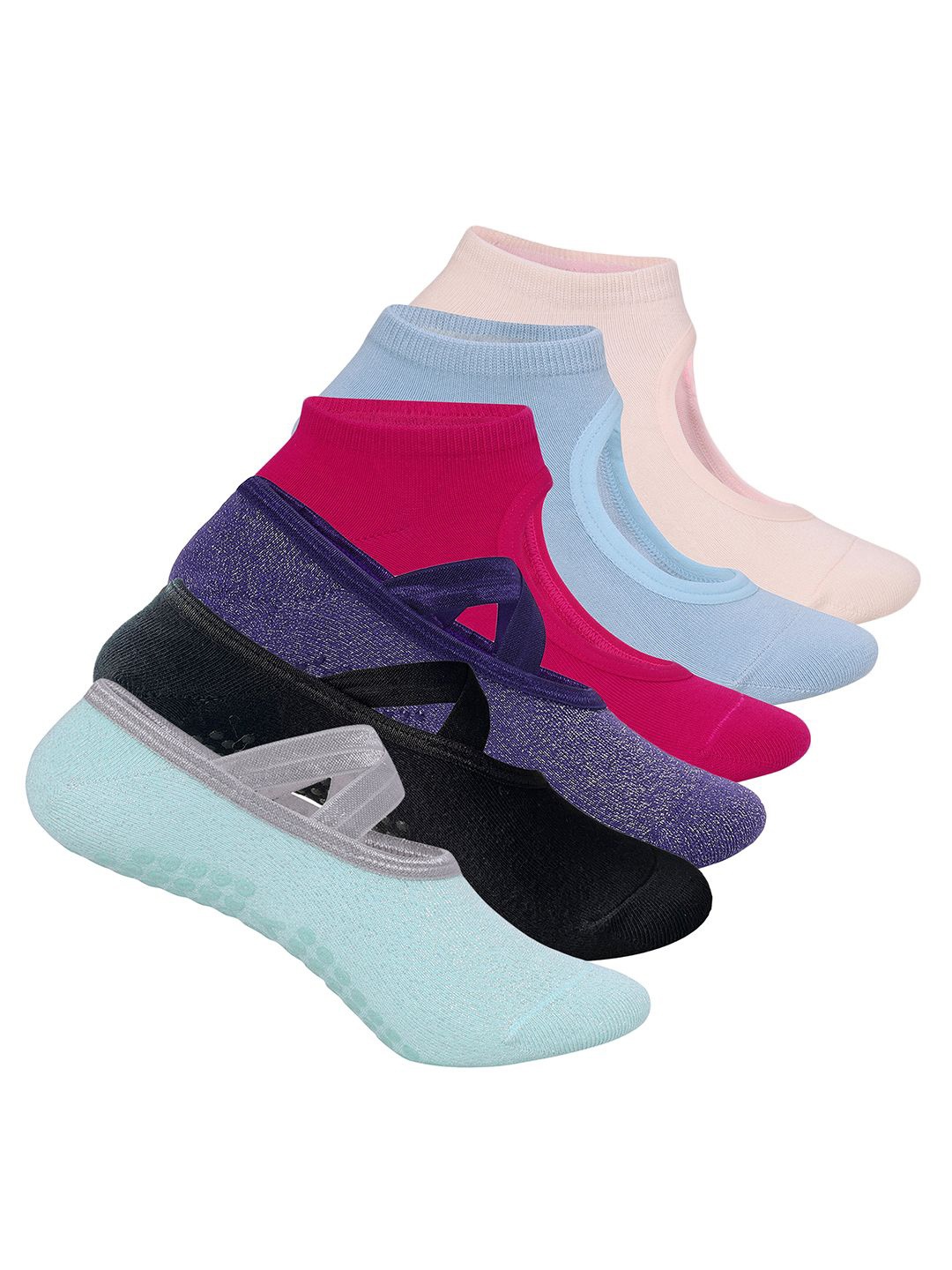 

Mint & Oak Women Pack Of 6 Shoe-Liner Socks, Blue