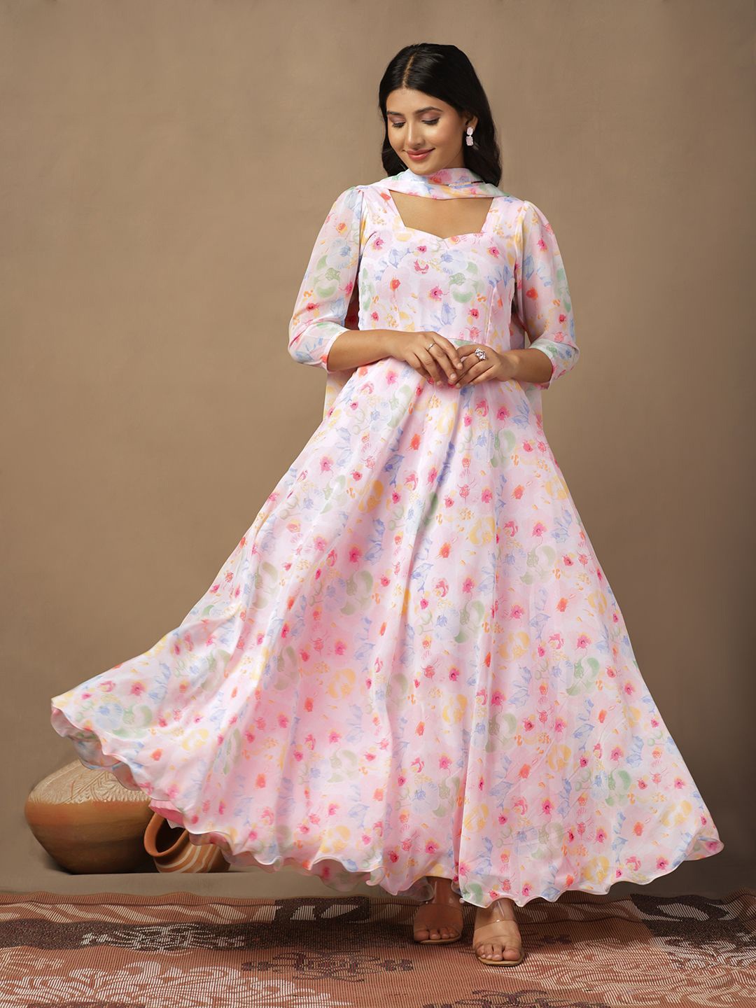 

FASHION DREAM Printed Georgette Maxi Dress, Multi
