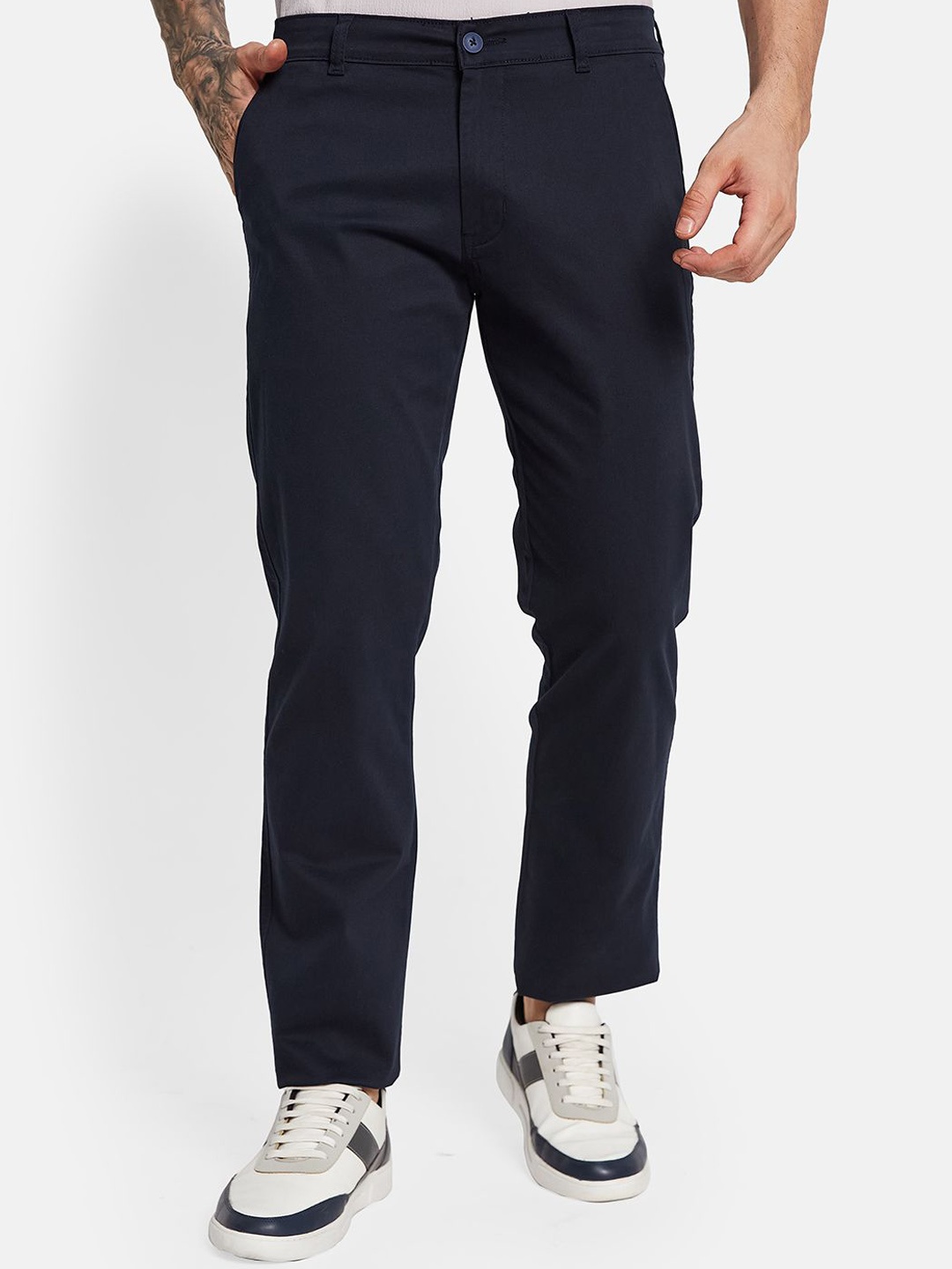 

Octave Men Mid-Rise Regular Fit Trousers, Navy blue