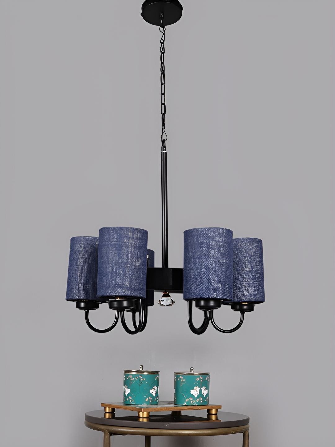 

Devansh Blue & Black Iron Contemporary Ceiling Lamp