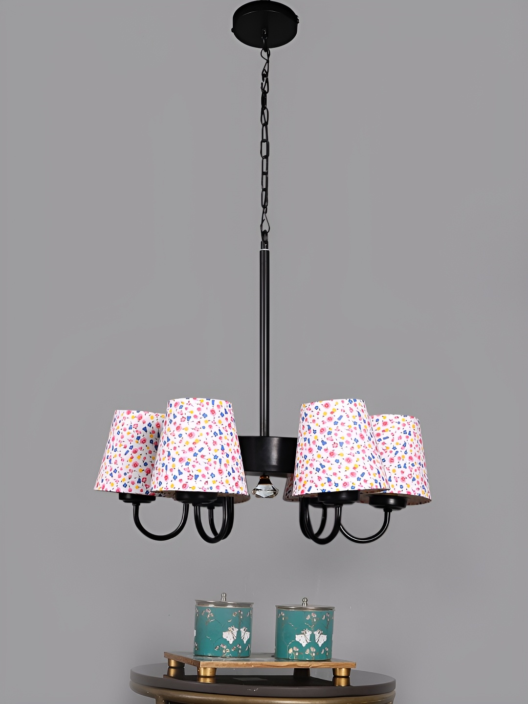 

Devansh White & Blue Printed Iron Quirky Ceiling Lamp