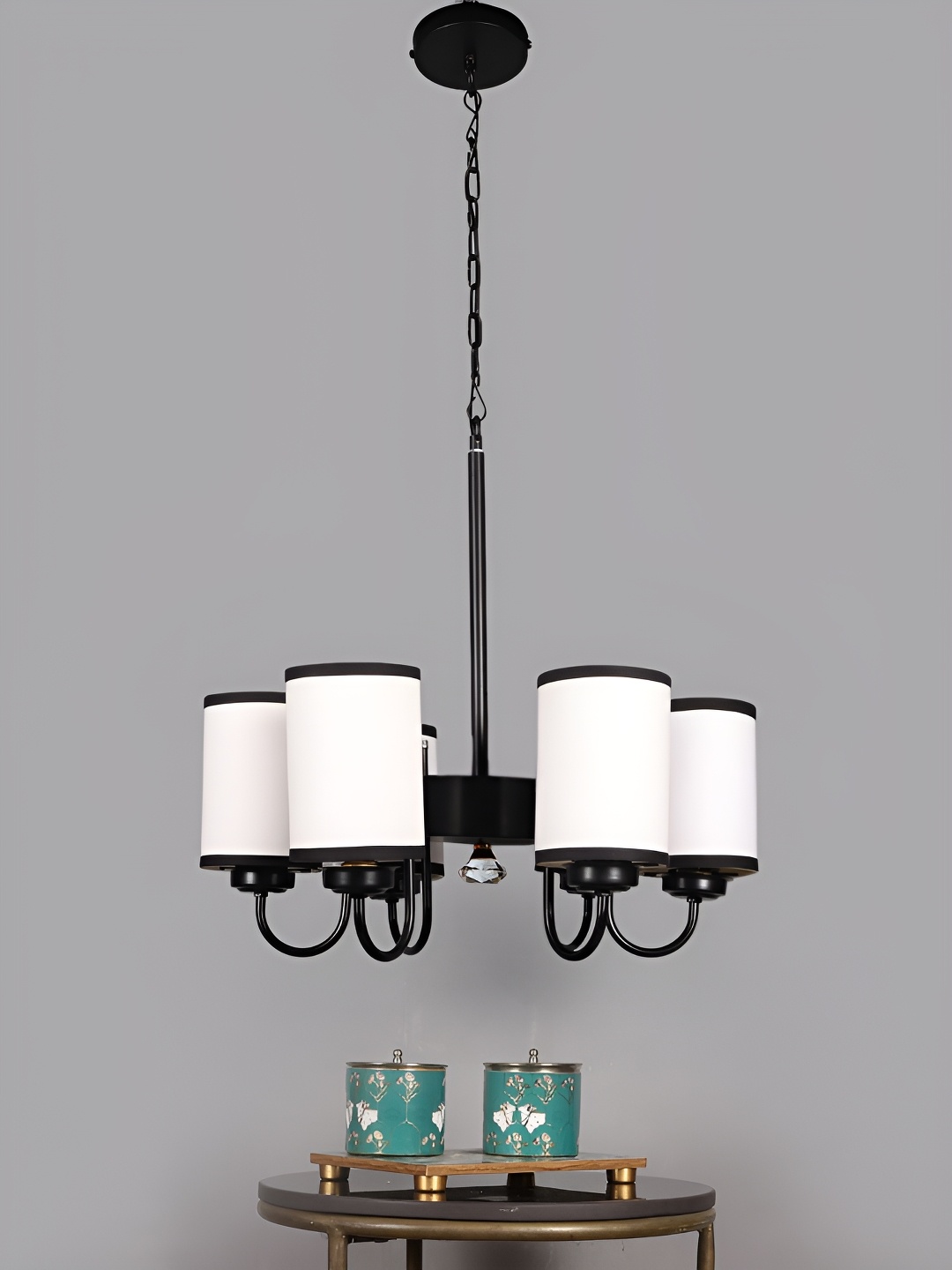 

Devansh White & Black Iron Contemporary Ceiling Lamp