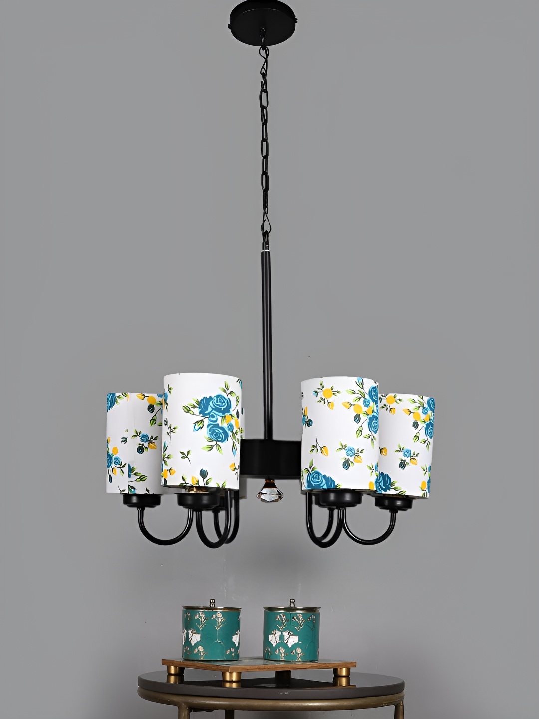 

Devansh White & Blue Printed Iron Quirky Ceiling Lamp