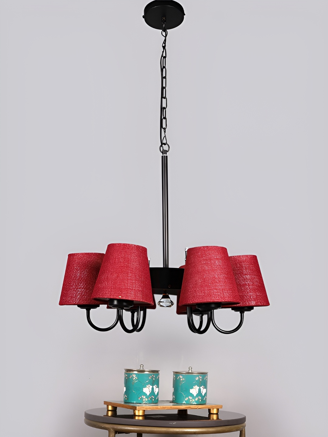 

Devansh Maroon & Black Iron Contemporary Ceiling Lamp