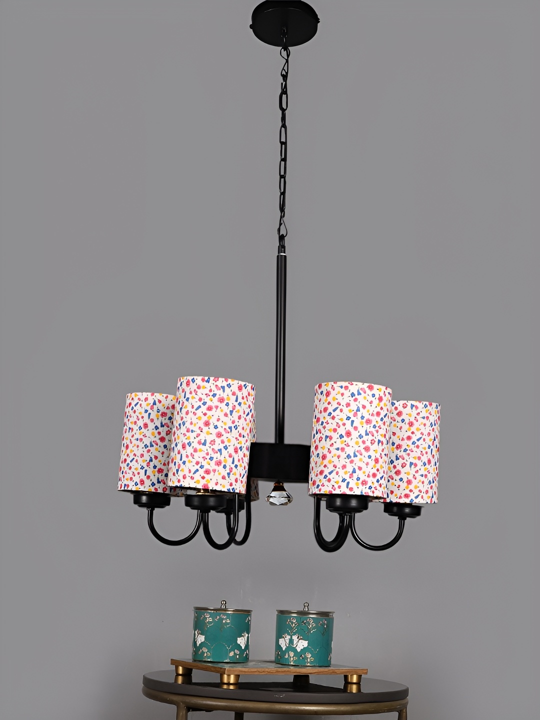

Devansh White & Blue Printed Iron Quirky Ceiling Lamp