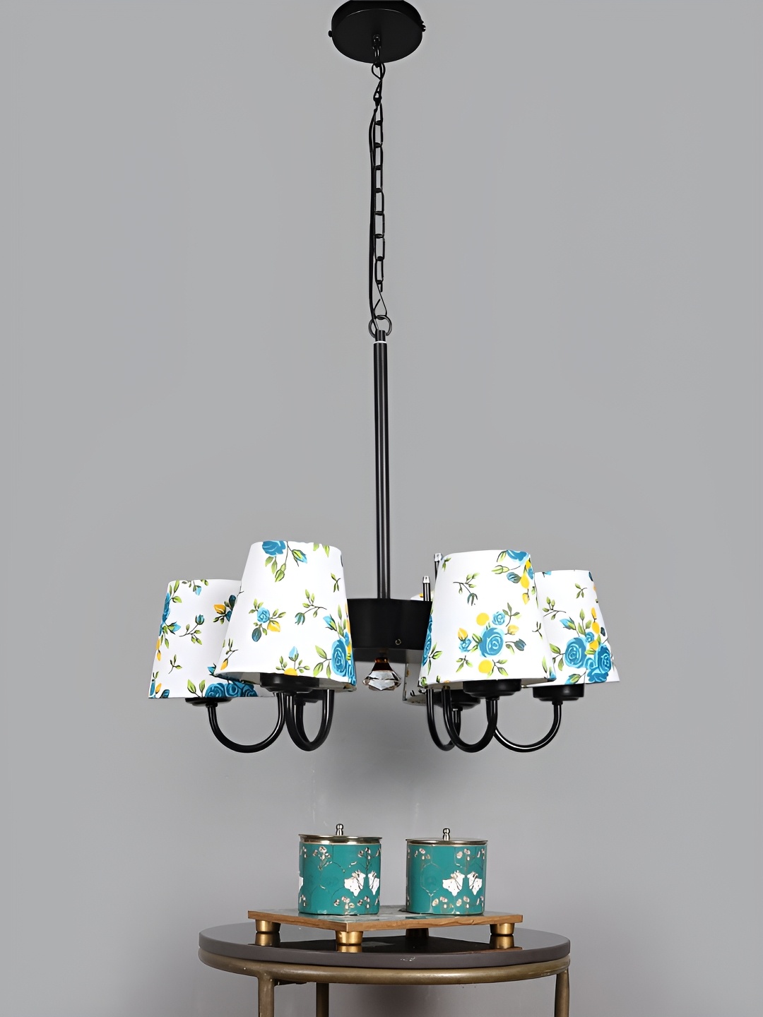 

Devansh White & Blue Printed Iron Quirky Ceiling Lamp