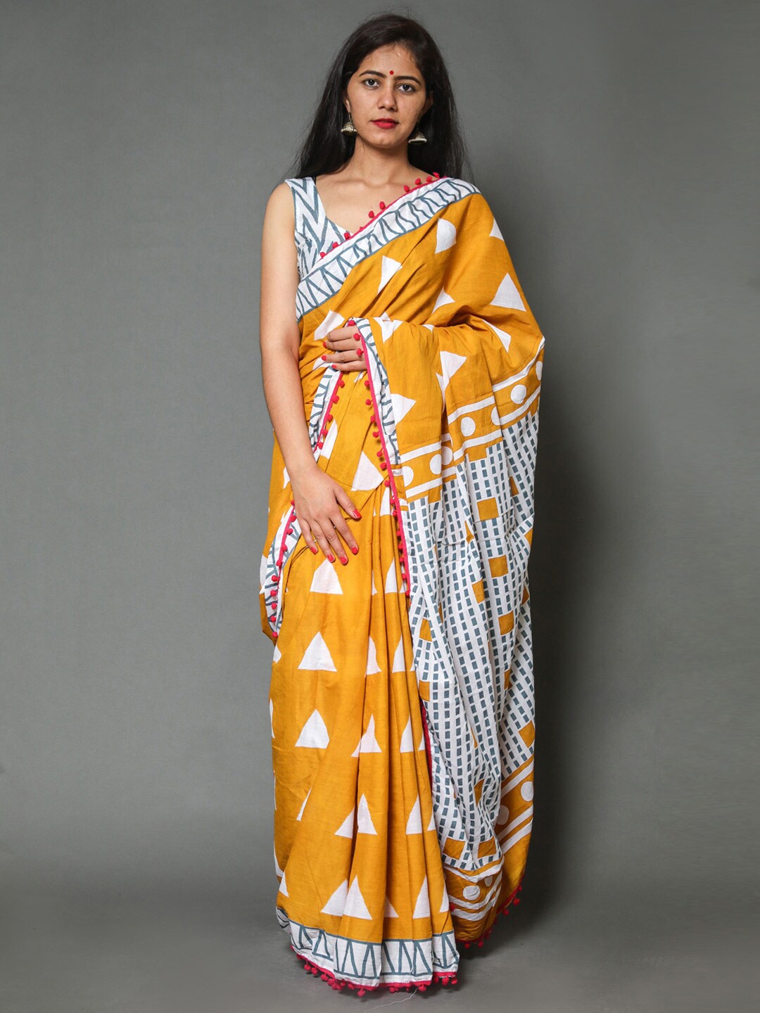 

KALINI Pure Cotton Saree, Mustard