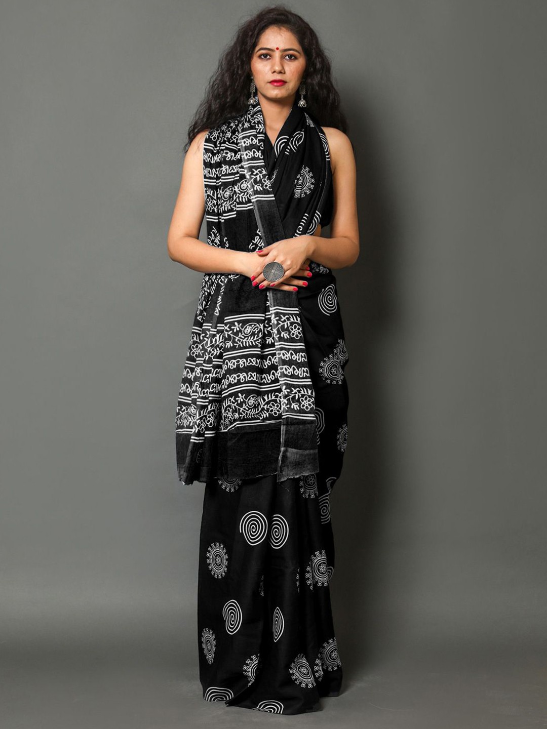

KALINI Pure Cotton Saree, Black
