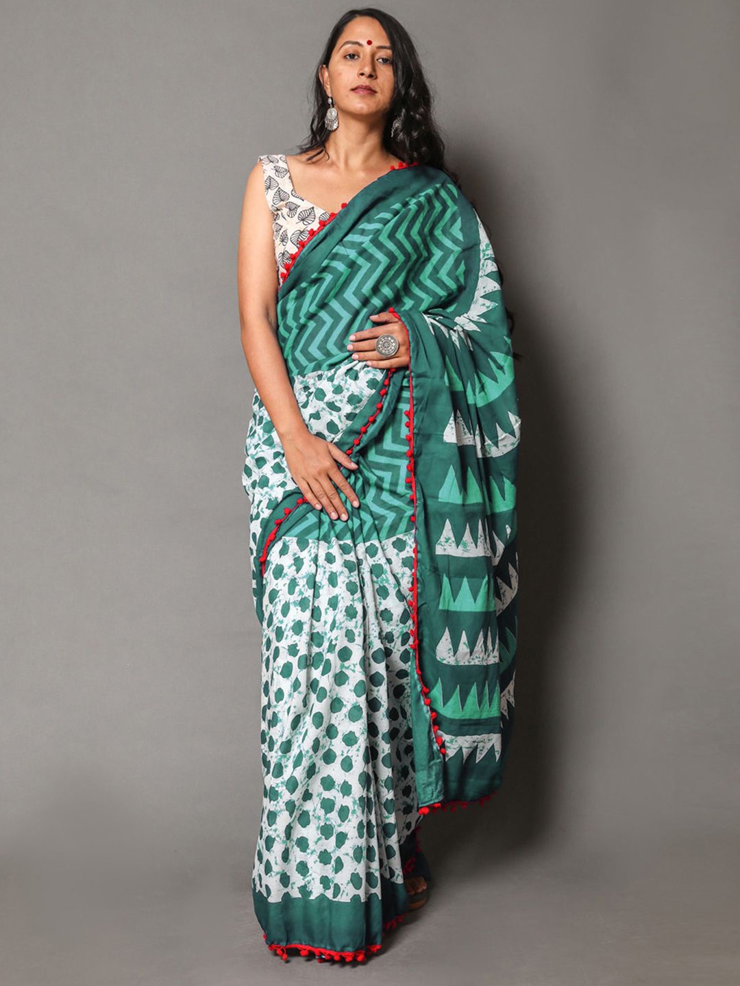 

KALINI Pure Cotton Saree, Green