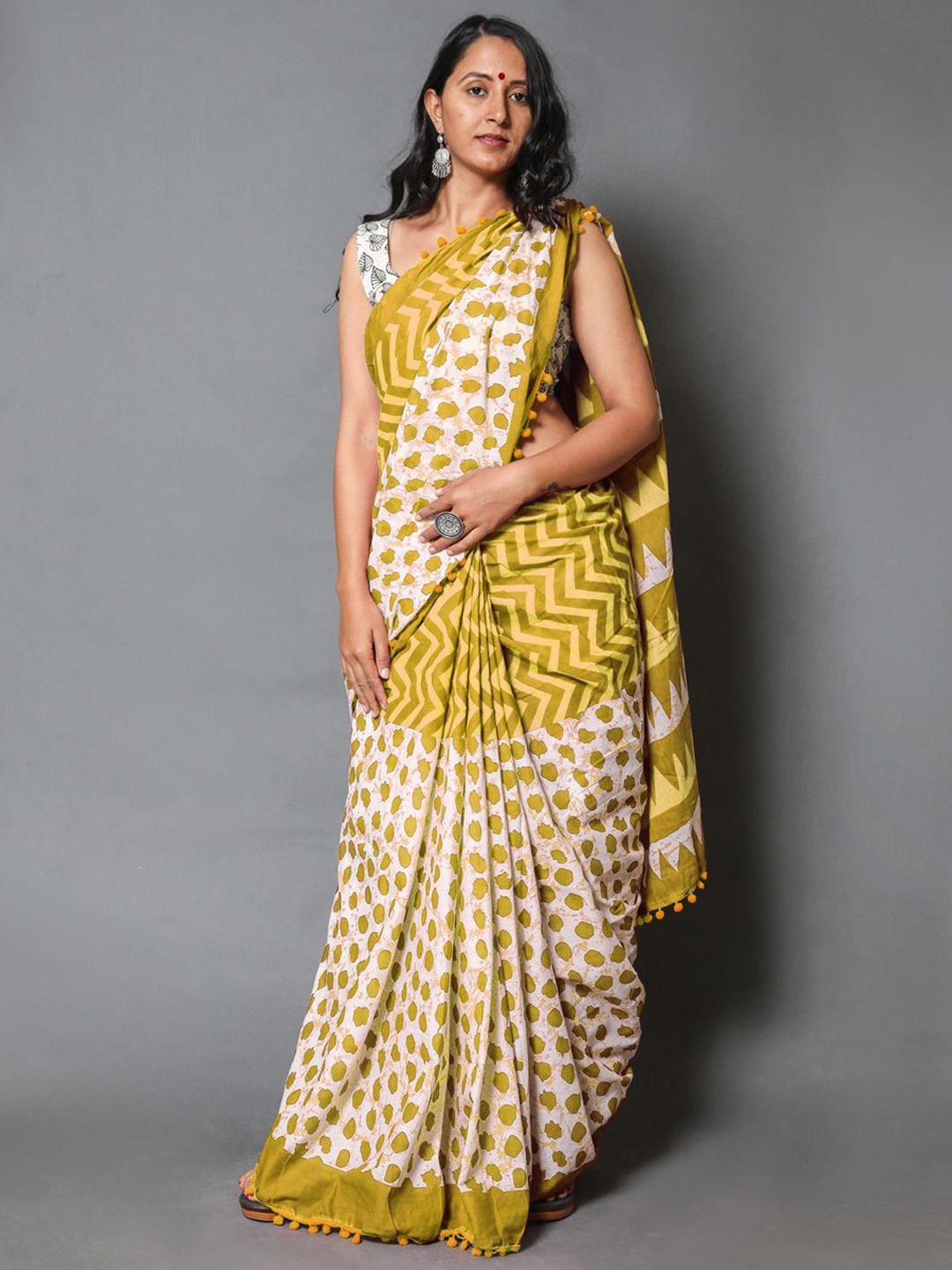 

KALINI Pure Cotton Saree, Mustard