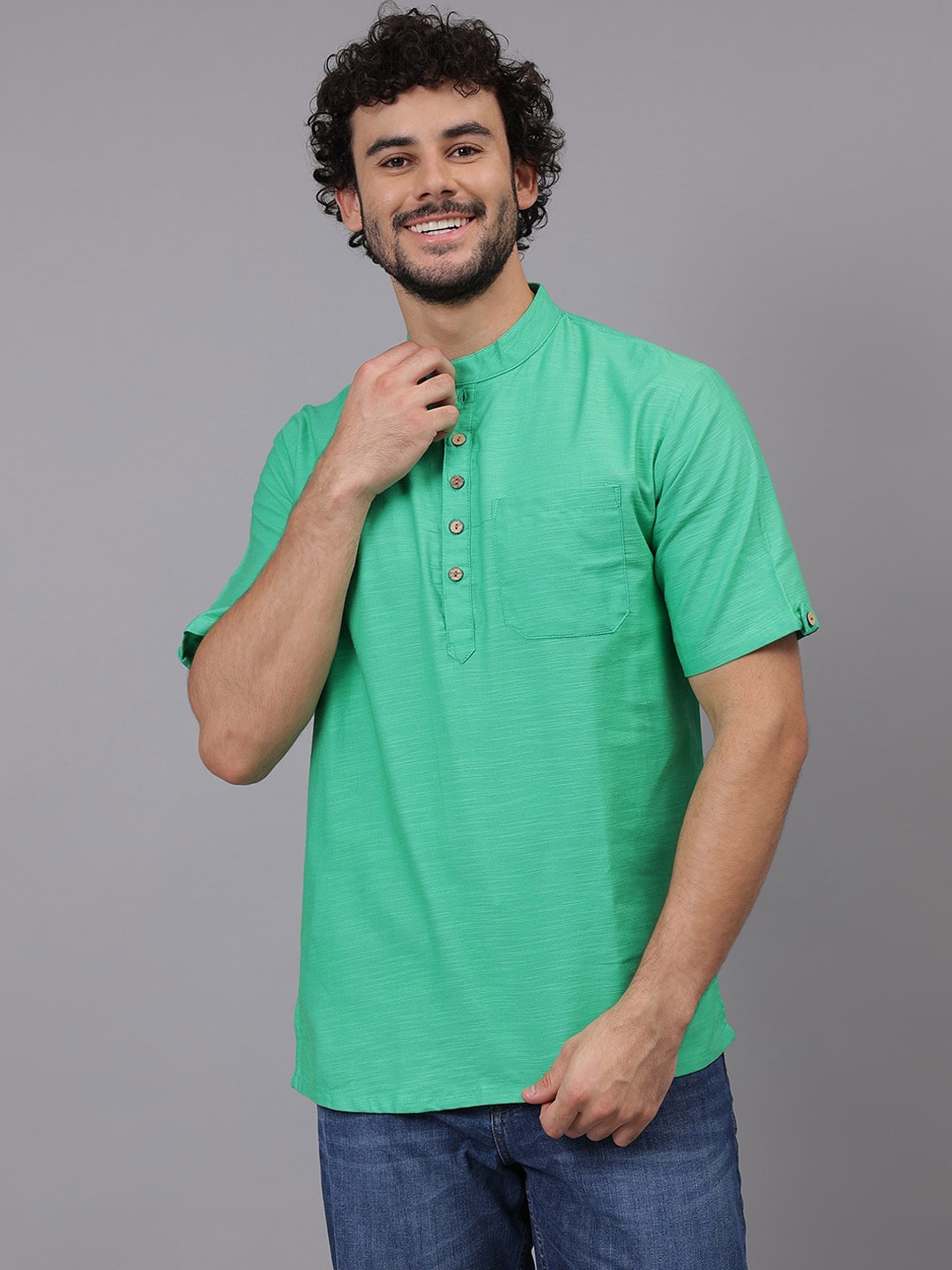 

Cot'N Soft Mandarin Collar Straight Pure Cotton Kurta, Green