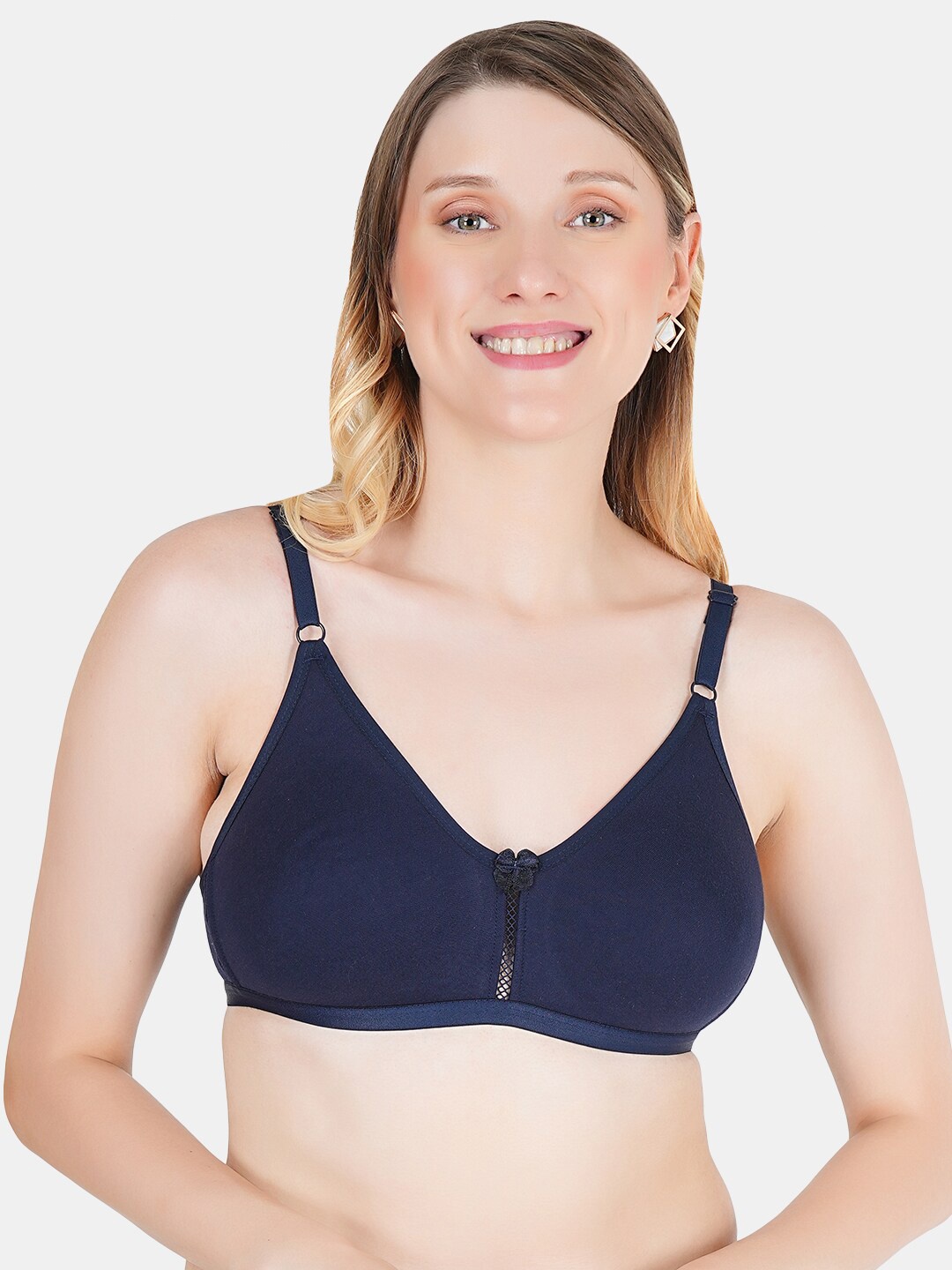 

Tweens Full Coverage Non Padded Seamless Cotton Everyday T-shirt Bra With All Day Comfort, Navy blue