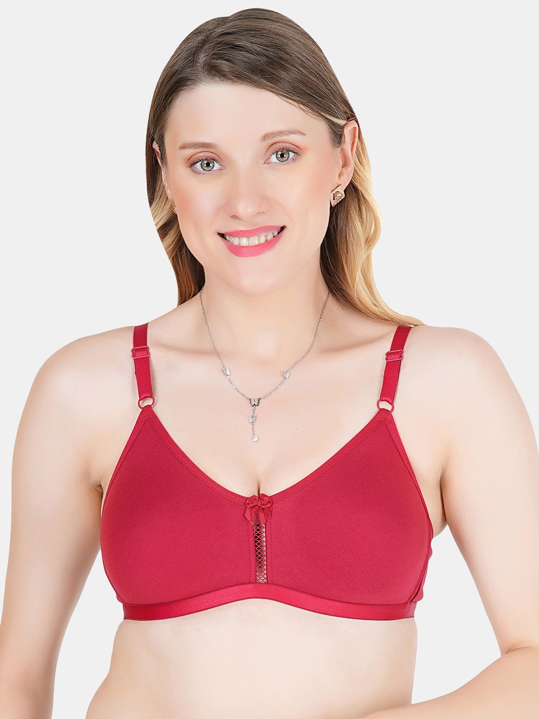 

Tweens Full Coverage Non Padded Seamless Cotton Everyday T-shirt Bra With All Day Comfort, Maroon