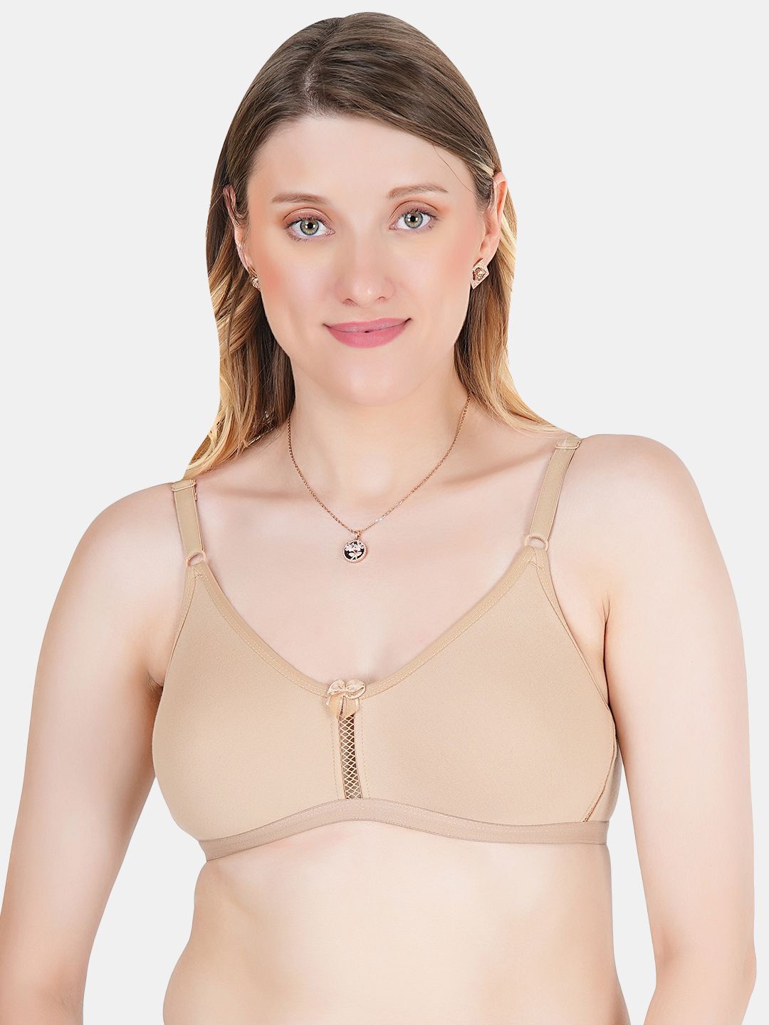 

Tweens Full Coverage Non Padded Seamless Cotton Everyday T-shirt Bra With All Day Comfort, Beige