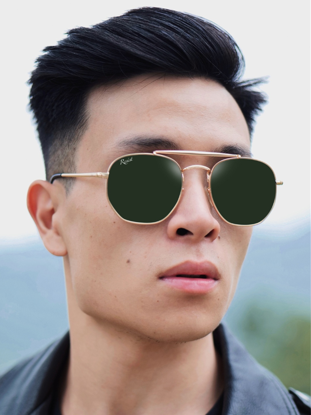 

RESIST EYEWEAR Unisex Rectangle Sunglasses with UV Protected Lens STARDOM GF GREEN1, Green