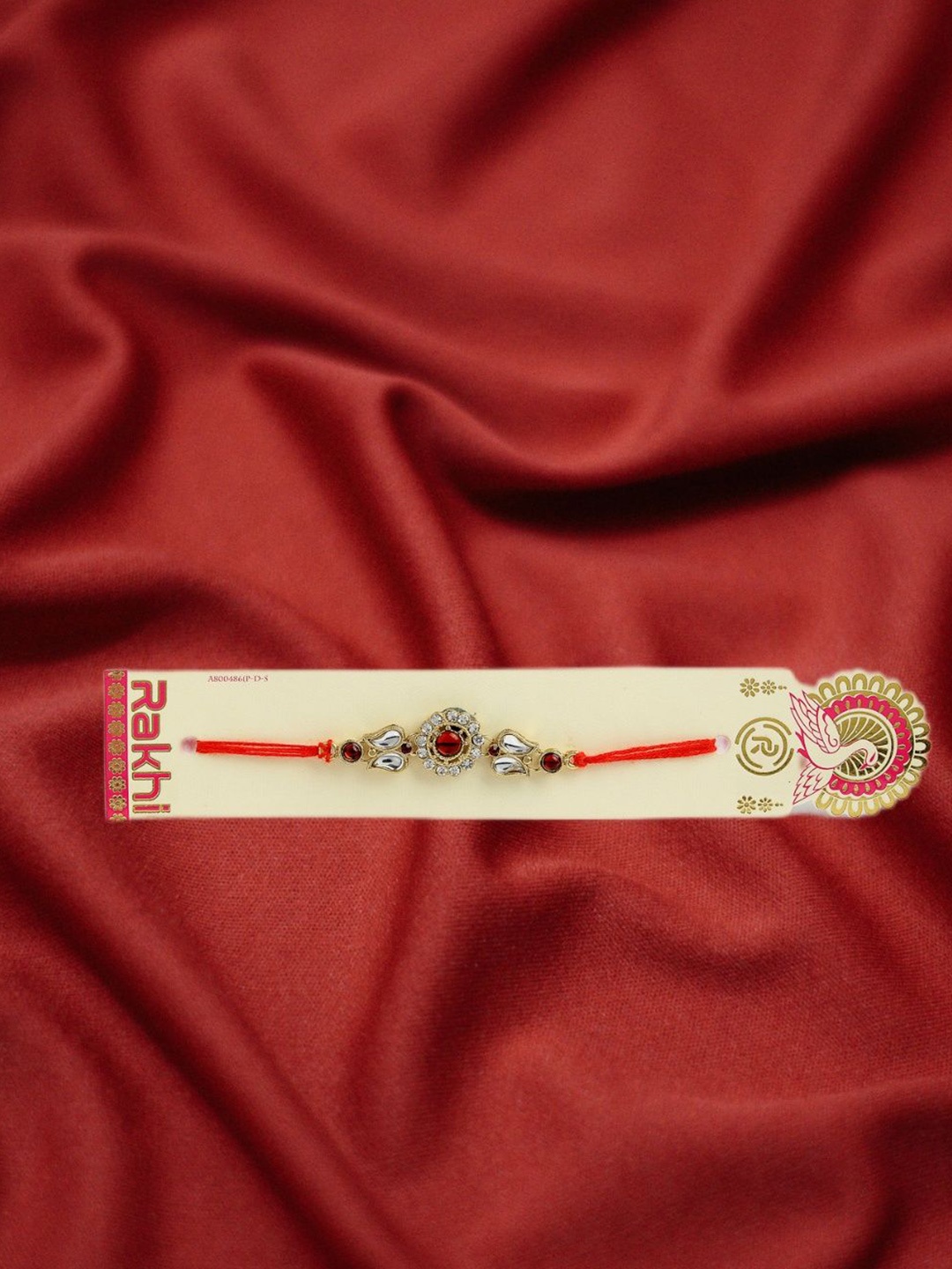 

NVR Stone-Studded Rakhi with Roli Chawal & Chocolate, Gold