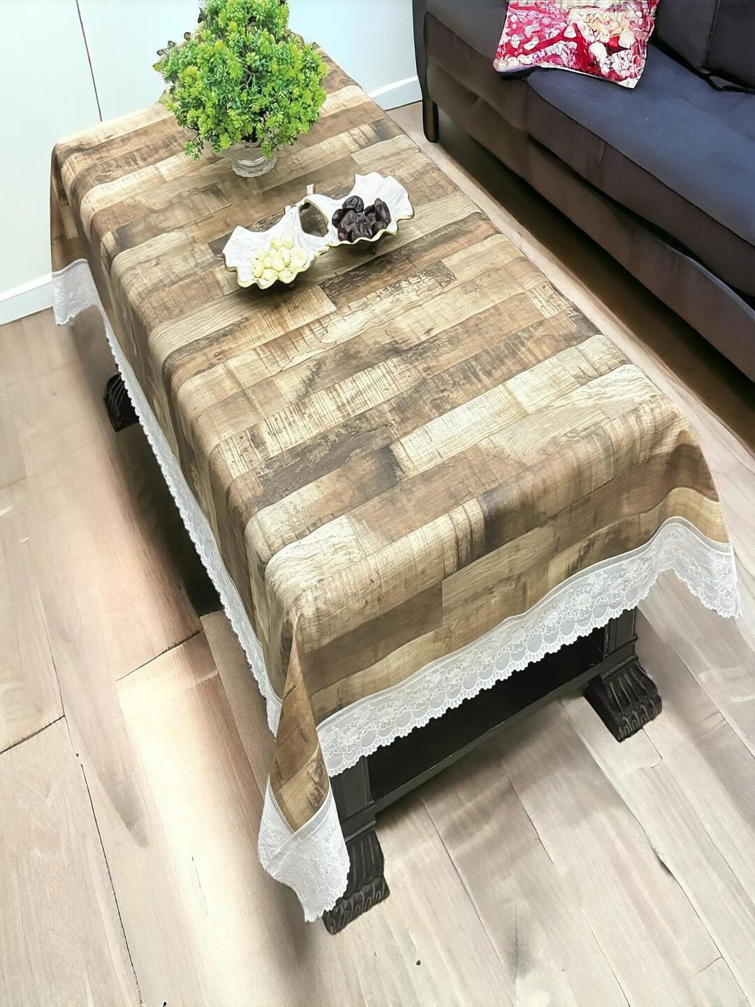 

CASA-NEST Brown & White Abstract Printed Rectangle Slip Resistant Table Cover