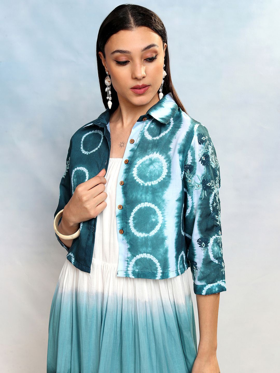 

Vishudh Tie and Dye Dyed A-Line Midi Holi Dress, Multi