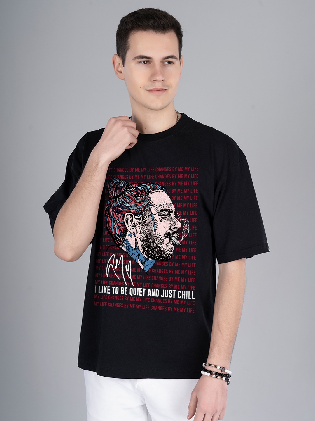 

PRONK Men Typography Printed Round Neck T-shirt, Black