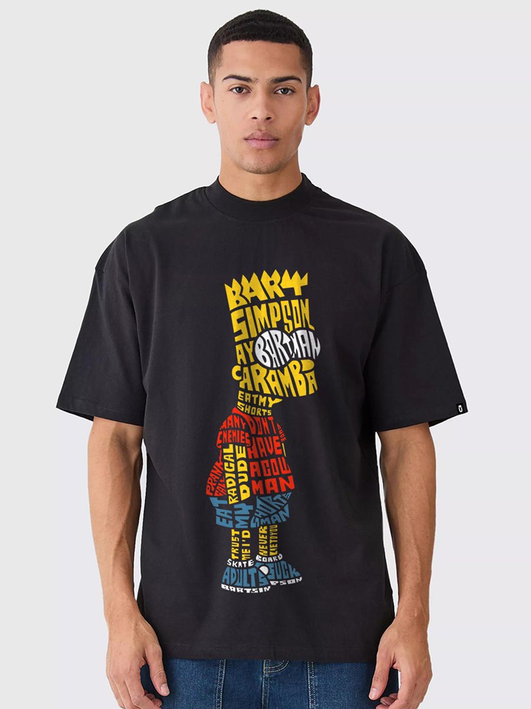 

PRONK Men Typography Printed Round Neck T-shirt, Black